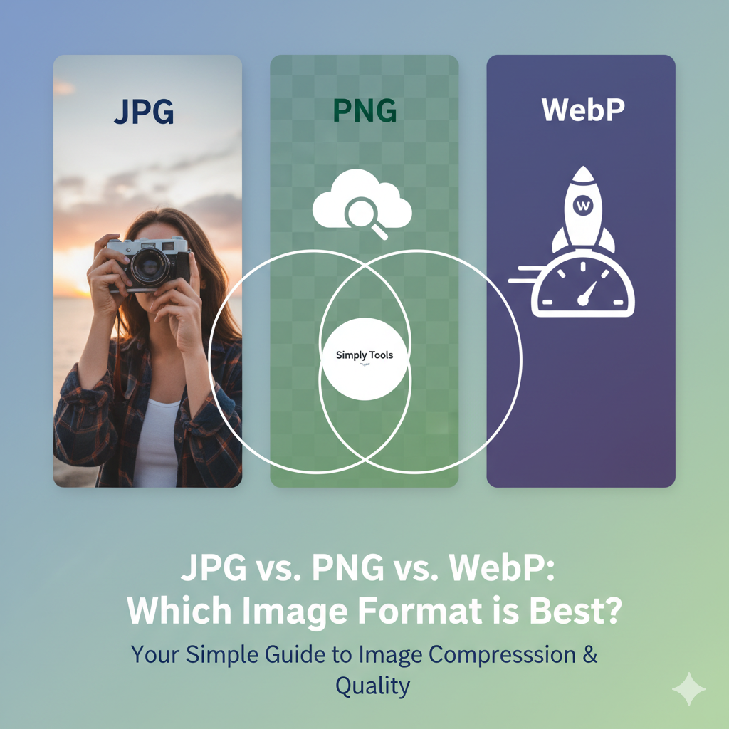 JPG vs PNG vs WebP image format comparison graphic.